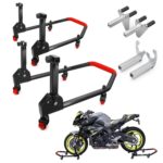 Area1 Motorradständer 360 Grad drehbarer Motorradheber, Set Vorne + Hinten, Motorrad Ständer Montageheber, faltbar, Stahlrohr kompatibel mit MT-07 MT-09 MT-10, Z650 Z900, CBR 650 CB 750 R7 R1 R3