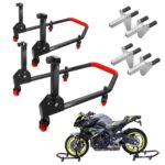 Area1 Motorradständer 360 Grad drehbarer Motorradheber, Set Vorne + Hinten, Motorrad Ständer Montageheber, faltbar, Stahlrohr kompatibel mit MT-07 MT-09 MT-10, Z650 Z900, CBR 650 CB 750 R7 R1 R3