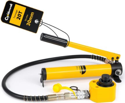 CGOLDENWALL Hydraulikzylinder 20T Professioneller mit Hydraulikpump CP-180, Zweiteiliger Ultradünner Leicht, Gesamthub 30mm für Gebäude und Brücken (DFPY-20T+CP-180)