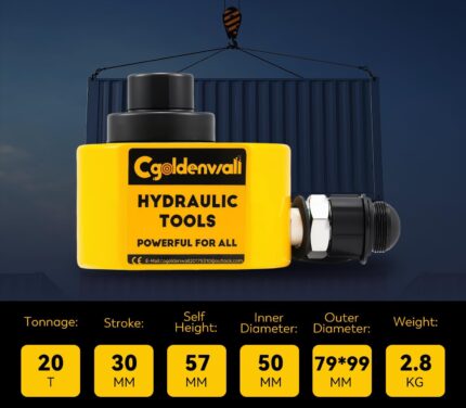 CGOLDENWALL Hydraulikzylinder 20T Professioneller mit Hydraulikpump CP-180, Zweiteiliger Ultradünner Leicht, Gesamthub 30mm für Gebäude und Brücken (DFPY-20T+CP-180)