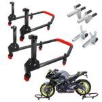 Area1 Motorradständer 360 Grad drehbarer Motorradheber, Set Vorne + Hinten, Motorrad Ständer Montageheber, faltbar, Stahlrohr kompatibel mit MT-07 MT-09 MT-10, Z650 Z900, CBR 650 CB 750 R7 R1 R3