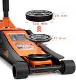 Verda Wagenheber hydraulisch 3T - Hubhöhe 75-515 mm, mit D-Griff und Fußpedal, mit Schmiernippel, 2X Gummi, Rangierwagenheber PKW Auto Heber, SUV, Doppelpumpsystem, Extra Stabil & Sicher Flacher