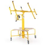 Wiltec XXL Plattenheber bis max. 68 kg, Höhe 140-350 cm, max. Breite 2,90 m, Trockenbau Montagehilfe 1-Mann-Bedienung, 3 Räder mit Feststellbremse, schwarz