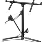 Wiltec XXL Plattenheber bis max. 68 kg, Höhe 140-350 cm, max. Breite 2,90 m, Trockenbau Montagehilfe 1-Mann-Bedienung, 3 Räder mit Feststellbremse, schwarz