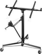 Wiltec XXL Plattenheber bis max. 68 kg, Höhe 140-350 cm, max. Breite 2,90 m, Trockenbau Montagehilfe 1-Mann-Bedienung, 3 Räder mit Feststellbremse, schwarz