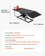 VEVOR Motorradheber Motorradhebebühne höhenverstellbarer Hebeständer mit Abnehmbarer Werkbank, Fahrzeugreparaturplattform pneumatisch (680 kg belastbar/Max. Hubhöhe 940,2 mm) für Dirtbikes