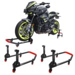 Area1 Motorradständer 360 Grad drehbarer Motorradheber, Set Vorne + Hinten, Motorrad Ständer Montageheber, faltbar, Stahlrohr kompatibel mit MT-07 MT-09 MT-10, Z650 Z900, CBR 650 CB 750 R7 R1 R3