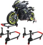 Area1 Motorradständer 360 Grad drehbarer Motorradheber, Set Vorne + Hinten, Motorrad Ständer Montageheber, faltbar, Stahlrohr kompatibel mit MT-07 MT-09 MT-10, Z650 Z900, CBR 650 CB 750 R7 R1 R3