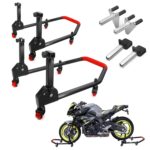 Area1 Motorradständer 360 Grad drehbarer Motorradheber, Set Vorne + Hinten, Motorrad Ständer Montageheber, faltbar, Stahlrohr kompatibel mit MT-07 MT-09 MT-10, Z650 Z900, CBR 650 CB 750 R7 R1 R3