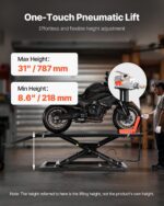 VEVOR Motorradheber Motorradhebebühne höhenverstellbarer Hebeständer mit Abnehmbarer Werkbank, Fahrzeugreparaturplattform pneumatisch (680 kg belastbar/Max. Hubhöhe 940,2 mm) für Dirtbikes