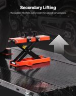 VEVOR Motorradheber Motorradhebebühne höhenverstellbarer Hebeständer mit Abnehmbarer Werkbank, Fahrzeugreparaturplattform pneumatisch (680 kg belastbar/Max. Hubhöhe 940,2 mm) für Dirtbikes