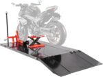 VEVOR Motorradheber Motorradhebebühne höhenverstellbarer Hebeständer mit Abnehmbarer Werkbank, Fahrzeugreparaturplattform pneumatisch (680 kg belastbar/Max. Hubhöhe 940,2 mm) für Dirtbikes