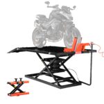 VEVOR Motorradheber Motorradhebebühne höhenverstellbarer Hebeständer mit Abnehmbarer Werkbank, Fahrzeugreparaturplattform pneumatisch (680 kg belastbar/Max. Hubhöhe 940,2 mm) für Dirtbikes