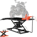 VEVOR Motorradheber Motorradhebebühne höhenverstellbarer Hebeständer mit Abnehmbarer Werkbank, Fahrzeugreparaturplattform pneumatisch (680 kg belastbar/Max. Hubhöhe 940,2 mm) für Dirtbikes