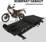 TRUTZHOLM Motorradhebebühne hydraulisch Tragkraft 560 kg Schwerlast Scherenheber Hubbereich 19-84 cm Nutzbreite 60 cm abnehmbare Auffahrrampe 4 Halteösen 45° Vorderradklemmung Hebebühne (Schwarz)