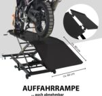 TRUTZHOLM Motorradhebebühne hydraulisch Tragkraft 560 kg Schwerlast Scherenheber Hubbereich 19-84 cm Nutzbreite 60 cm abnehmbare Auffahrrampe 4 Halteösen 45° Vorderradklemmung Hebebühne (Schwarz)