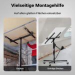 Wiltec XXL Plattenheber bis max. 68 kg, Höhe 140-350 cm, max. Breite 2,90 m, Trockenbau Montagehilfe 1-Mann-Bedienung, 3 Räder mit Feststellbremse, schwarz