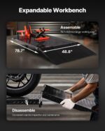 VEVOR Motorradheber Motorradhebebühne höhenverstellbarer Hebeständer mit Abnehmbarer Werkbank, Fahrzeugreparaturplattform pneumatisch (680 kg belastbar/Max. Hubhöhe 940,2 mm) für Dirtbikes