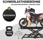 TRUTZHOLM Motorradhebebühne hydraulisch Tragkraft 560 kg Schwerlast Scherenheber Hubbereich 19-84 cm Nutzbreite 60 cm abnehmbare Auffahrrampe 4 Halteösen 45° Vorderradklemmung Hebebühne (Schwarz)