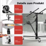 Wiltec XXL Plattenheber bis max. 68 kg, Höhe 140-350 cm, max. Breite 2,90 m, Trockenbau Montagehilfe 1-Mann-Bedienung, 3 Räder mit Feststellbremse, schwarz