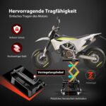 VIVOHOME Hydraulischer Motorrad-Wagenheber Motorradhebebühne bis zu 160kg mit Fußbetätigung ATV Dirtbike Scherenständer mit 4 Rädern