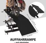 TRUTZHOLM Motorradhebebühne hydraulisch Tragkraft 360 kg kleiner Motorradheber Hubbereich 18-83 cm Nutzbreite 50 cm abnehmbare Auffahrrampe 4 Halteösen 45° Vorderradklemmung Scherenheber Moped schwarz