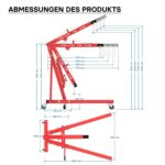 Motorheber Werkstattkran Getriebeheber Hebekran Ladekran klappbar Doppelpumpe 2000 kg Motorkran Schwerlastkran