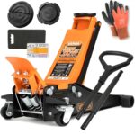 Verda Wagenheber hydraulisch 3T - Hubhöhe 75-515 mm, mit D-Griff und Fußpedal, mit Schmiernippel, 2X Gummi, Rangierwagenheber PKW Auto Heber, SUV, Doppelpumpsystem, Extra Stabil & Sicher Flacher