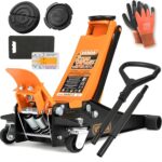 Verda Wagenheber hydraulisch 3T - Hubhöhe 75-515 mm, mit D-Griff und Fußpedal, mit Schmiernippel, 2X Gummi, Rangierwagenheber PKW Auto Heber, SUV, Doppelpumpsystem, Extra Stabil & Sicher Flacher