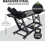 TRUTZHOLM Motorradhebebühne hydraulisch Tragkraft 450 kg Motorradheber Nutzbreite 55 cm Hubbereich 18-84 cm abnehmbare Auffahrrampe 4 Halteösen 45° Vorderradklemmung Parallelheber Hebebühne (Schwarz)