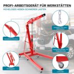 Motorheber Werkstattkran Getriebeheber Hebekran Ladekran klappbar Doppelpumpe 2000 kg Motorkran Schwerlastkran