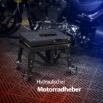 VIVOHOME Hydraulischer Motorrad-Wagenheber Motorradhebebühne bis zu 160kg mit Fußbetätigung ATV Dirtbike Scherenständer mit 4 Rädern