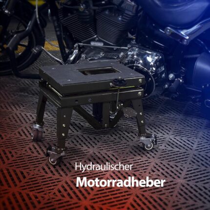 VIVOHOME Hydraulischer Motorrad-Wagenheber Motorradhebebühne bis zu 160kg mit Fußbetätigung ATV Dirtbike Scherenständer mit 4 Rädern