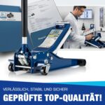NTG HYDRAULISCHER WAGENHEBER 3T – TÜV-Zertifiziert, Flacher Wagenheber Hydraulisch mit Doppelzylinder – 75–505 mm Hubhöhe – Extra Stabiler Rangierwagenheber 3 Tonnen für PKW & SUV