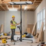 Wiltec XXL Plattenheber bis max. 68 kg, Höhe 140-350 cm, max. Breite 2,90 m, Trockenbau Montagehilfe 1-Mann-Bedienung, 3 Räder mit Feststellbremse, schwarz