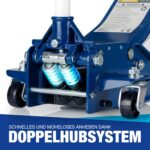 NTG HYDRAULISCHER WAGENHEBER 3T – TÜV-Zertifiziert, Flacher Wagenheber Hydraulisch mit Doppelzylinder – 75–505 mm Hubhöhe – Extra Stabiler Rangierwagenheber 3 Tonnen für PKW & SUV