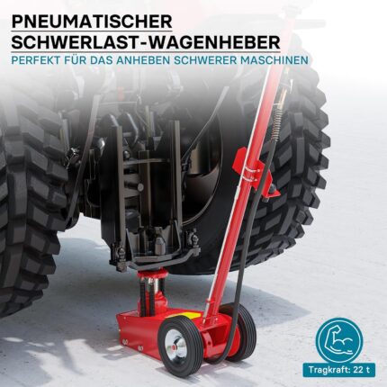 Wiltec Pneumatischer Rangierwagenheber 22 t, 245-535 mm, Fahrbar, mit Druckaufsätzen, Druckluft Wagenheber für LKW Kfz und Werkstatt