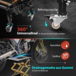 VIVOHOME Hydraulischer Motorrad-Wagenheber Motorradhebebühne bis zu 160kg mit Fußbetätigung ATV Dirtbike Scherenständer mit 4 Rädern
