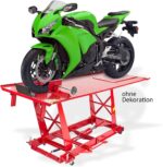 Dema Hydraulische Motorradhebebühne – Montagerampe, Motorradheber, Hebebühne, 454 kg Tragkraft, rutschfeste Arbeitsfläche, Sicherungsstange, Werkstatt-Lift