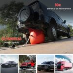 Pneumatischer Wagenheber 4 t, 8800 lbs, Schnellhub bis 80 cm, Doppelsystem (Abgas & Luftkompressor), Faltbar & Tragbar, Hebebühne Auto für SUVs, LKW und Geländewagen – Sicher und Zuverlässig